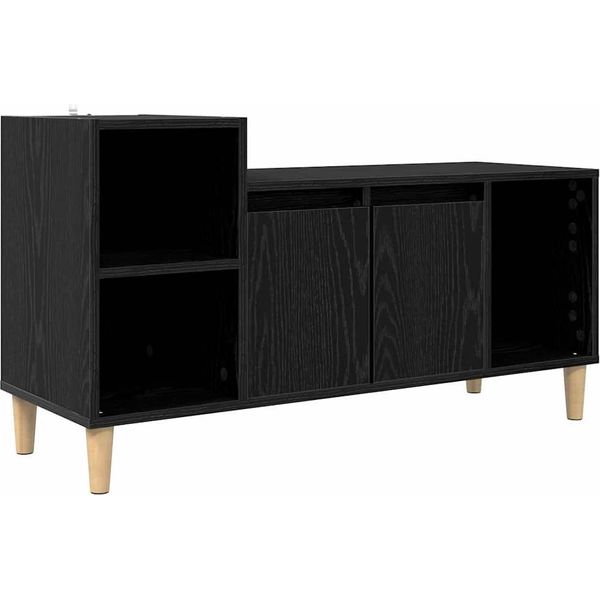 Mobile Tv Vidaxl Look Rovere Nero 100 X 35 X 55 Cm Materiale A Base Di Legno-image