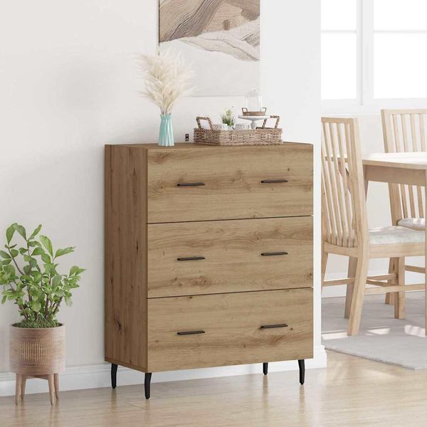 Vidaxl Credenza Artisan In Rovere 69,5 X 34 X 90 Cm In Legno Composito E Ferro-image