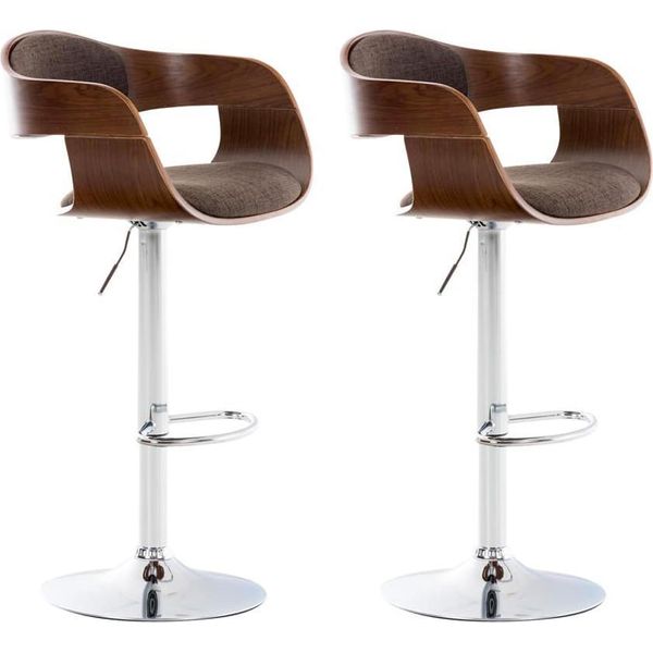 Set Di 2 Sgabelli Da Bar - Sgabello Da Bar - Eccezionale Comfort Di Seduta, Regolabile In Altezza | Colore: Noce/Marrone-image