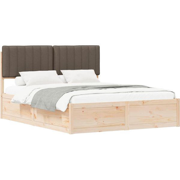 Vidaxl Struttura Letto Con Testiera Imbottita Taupe 160 X 200 Cm-image