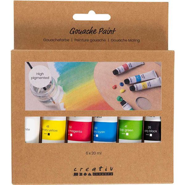 Creativ Company 35600, Nero, Ciano, Verde, Magenta, Bianco, Giallo, Guazzo, 6 Pezzo/I-image