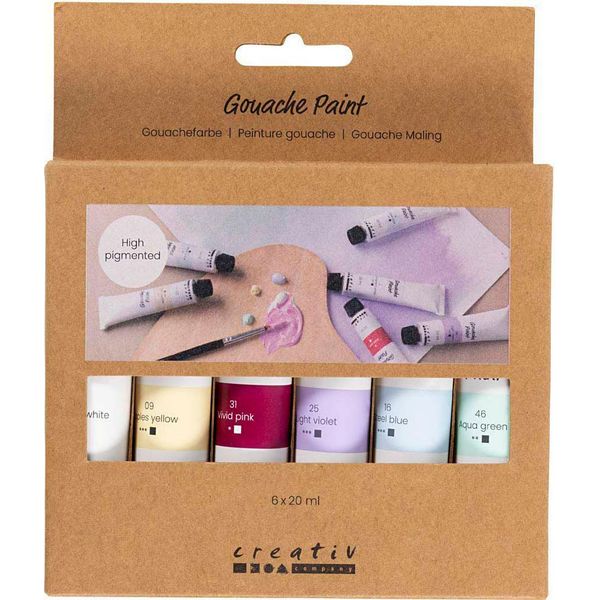 Creativ Company Colori A Guazzo, Colori Pastello, 6X20 Ml 1 Confezione-image