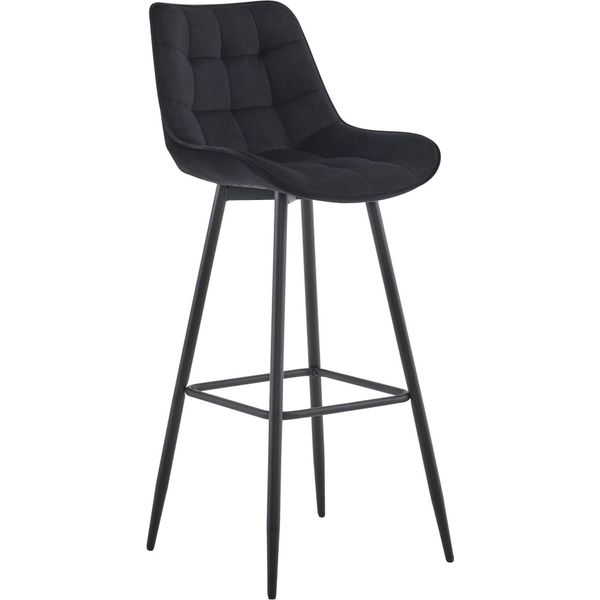 Sgabello Da Bar Dal Design Moderno - Sgabello Da Bar - Elegante E Confortevole, Struttura Nera Opaca | Colore: Nero | Materiale: Morbido-image