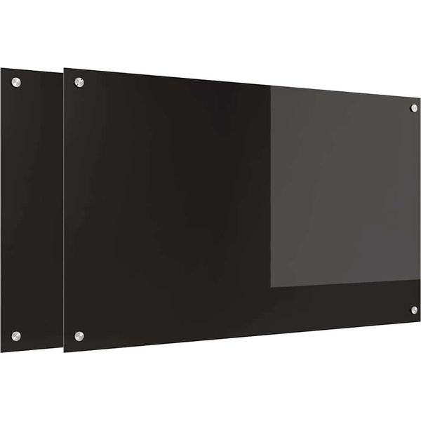 Vidaxl Alzatina Per Cucina 2 Pezzi Nero 100 X 60 Cm Vetro Temperato-image