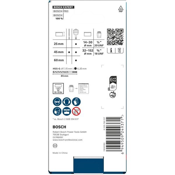Bosch Expert Power Change Plus Set Di Conversione, Hex 11 Mm, HSS-G, 7,15X45X85 Mm, 2 Adattatori.-image