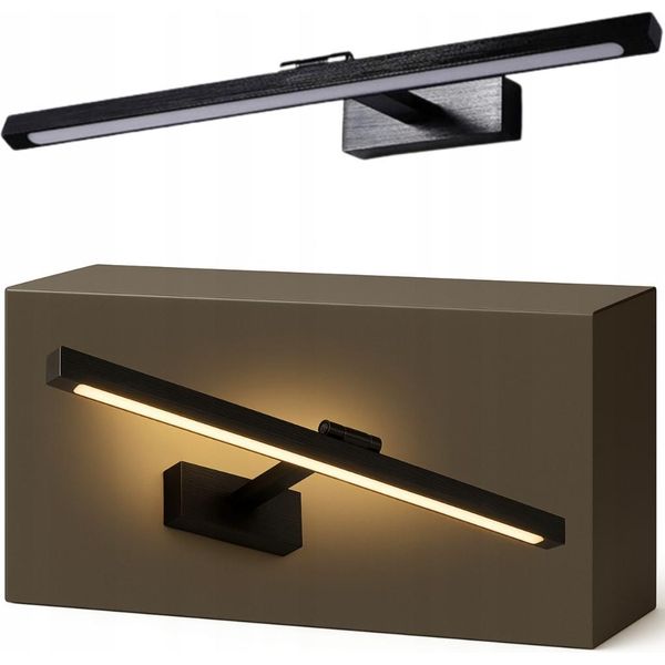 Lampada Da Parete A Led Per Bagno Sopra Lo Specchio. 12 W, 60 Cm, Nera.-image