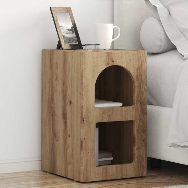 Vidaxl Comodino 2 Pezzi Rovere Artigianale 29,5 X 35 X 50 Cm Materiale A Base Di Legno-image
