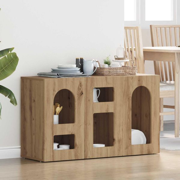 Vidaxl Credenza Artisan In Rovere 100 X 35 X 59 Cm Materiale A Base Di Legno-image