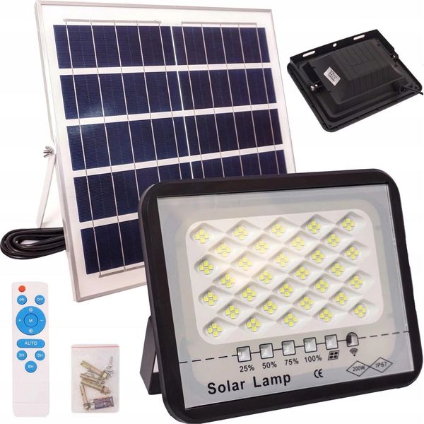 Lampada Solare Da 200 W Con Sensore Crepuscolare E Telecomando-image