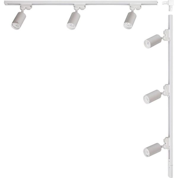 Set Di Binari Bianco L 1X1M Con Faretti Monofase 3565 Zuma Line-image