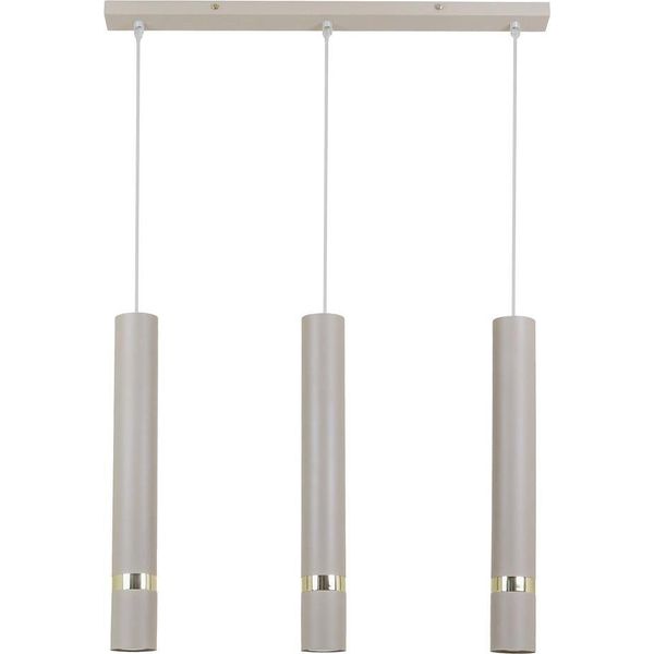 Lampada A Sospensione Moderna, Strisce Tubolari In Cashmere Con Elementi Dorati, 3Xgu10 10W, Joker Milagro-image