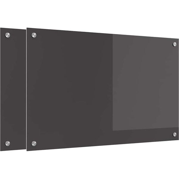 Vidaxl Alzatina Da Cucina 2 Pezzi Grigio Scuro 80 X 50 Cm Vetro Temperato-image