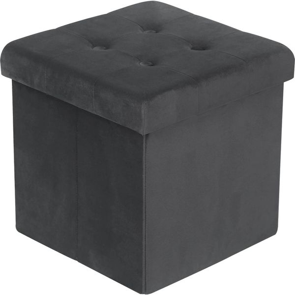 Pouf Contenitore Pieghevole - Pouf/Optano - Velluto - 37,5 X 37,5 X 38 Cm - Sfoderabile - Grigio-image