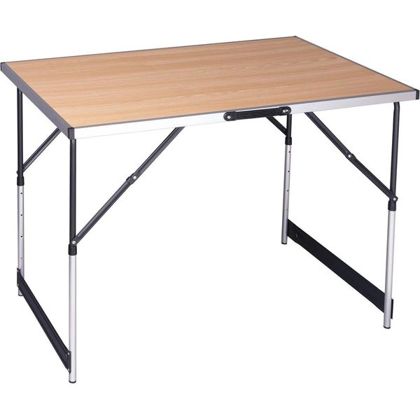 Tavolo Da Campeggio - Tavolo Pieghevole Da Esterno - Struttura In Alluminio - Regolabile In Altezza Da 73 A 94 Cm - Piano Del Tavolo 100 X 60 Cm - Per 4 Persone - Rovere Chiaro-image