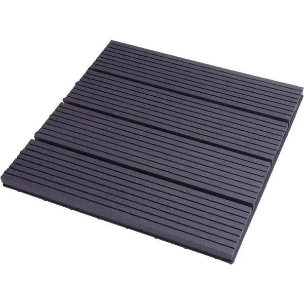 Piastrelle Per Patio In Wpc Composito - Sistema A Incastro - 30X30 Cm - Set Di 22 - Aspetto Legno Per Giardino/Balcone - Antracite-image