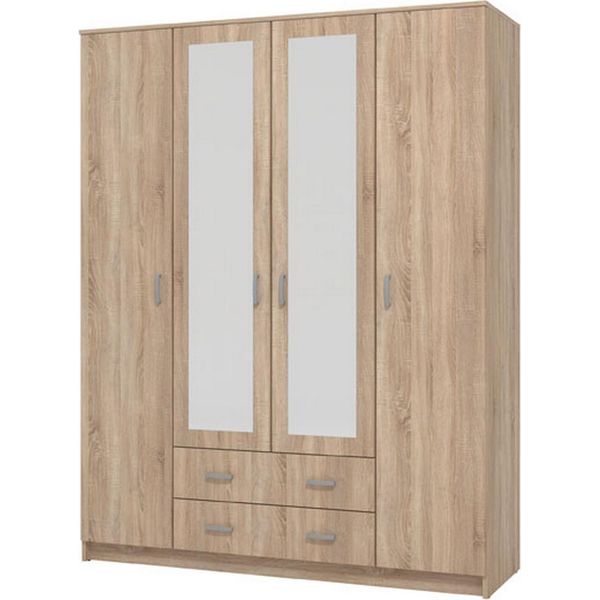 Dmora Guardaroba Grande Miazzina 160X205H Cm Marrone Noce, 9 Ripiani Appendiabiti-image