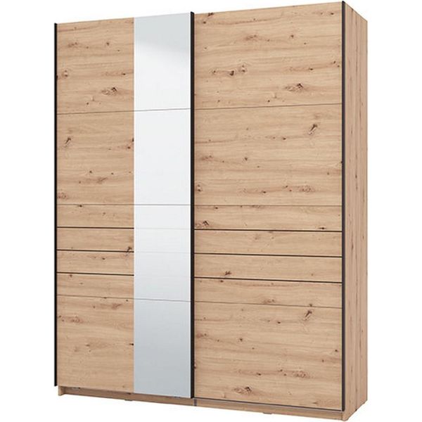 Dmora Guardaroba Grande Vialone 146X218H Cm Marrone Rovere Nodi, Appendiabiti 2 Ripiani-image
