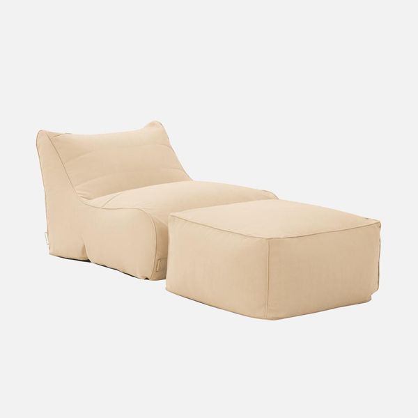 Pouf E Poggiapiedi Da Esterno In Olefina, Beige-image