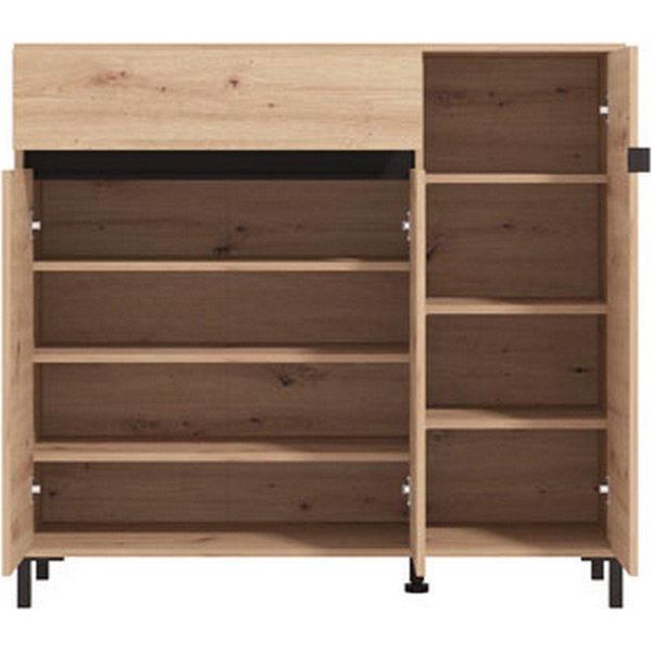 Dmora Scarpiera Orotelli 119X40X110H Cm Marrone Rovere Nodi, Un Cassetto 6 Ripiani-image