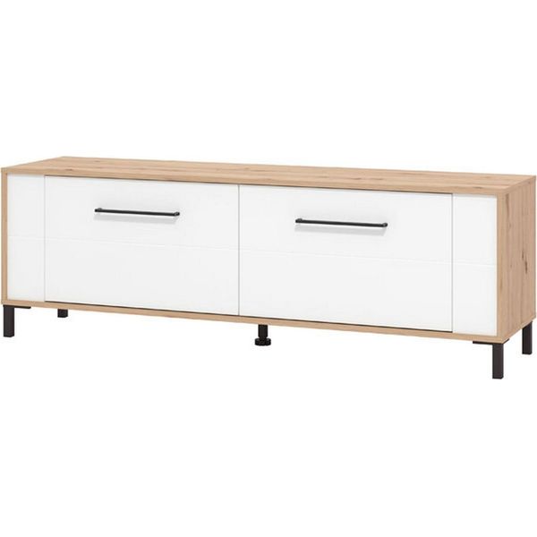 Dmora Mobile Porta Tv Nazzaro 157X40X52H Cm Marrone Rovere Nodi, Un Ripiano Apertura A Ribalta-image