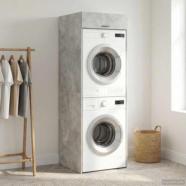 Vidaxl Mobile Lavatrice In Cemento 67,5 X 68 X 200 Cm Materiale Ligneo-image