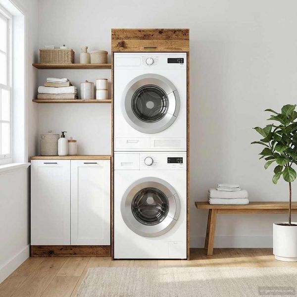Vidaxl Mobile Lavatrice Legno Riciclato 67,5 X 68 X 200 Cm Materiale Ligneo-image