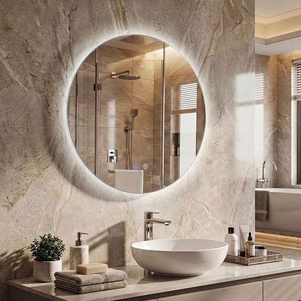 Specchio Costway Con Illuminazione, Specchio Da Bagno Rotondo Con Funzione Di Memoria, Design Antiappannamento E Retroilluminazione, Smart Touch, 60 Cm-image