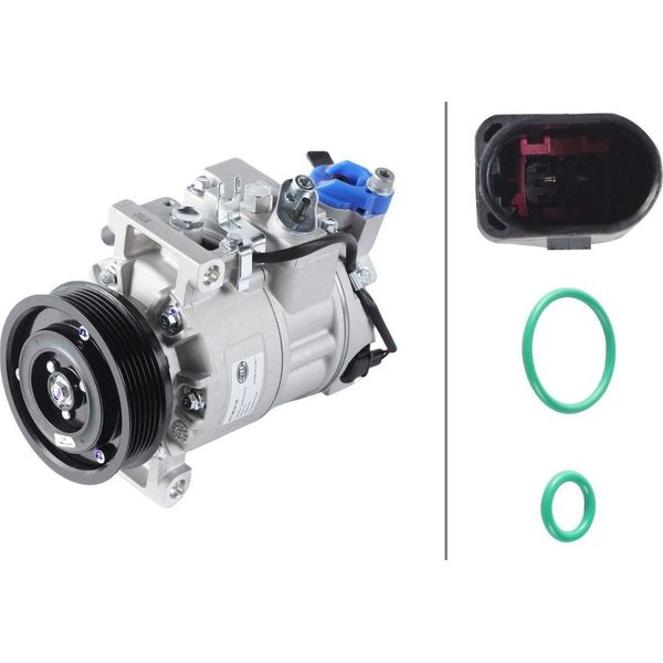 Compressore Climatizzatore 12 V Ø 100 Hella Thermo-Expertise Adatto, Tra L'altro, Per Audi A4-image