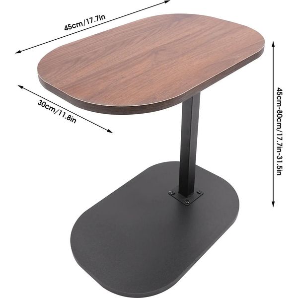 Tavolino A Forma Di C - Tavolino Per Divano/Letto Regolabile In Altezza - Altezza 45-80 Cm - Piano Girevole A 360° - Verde Militare-image