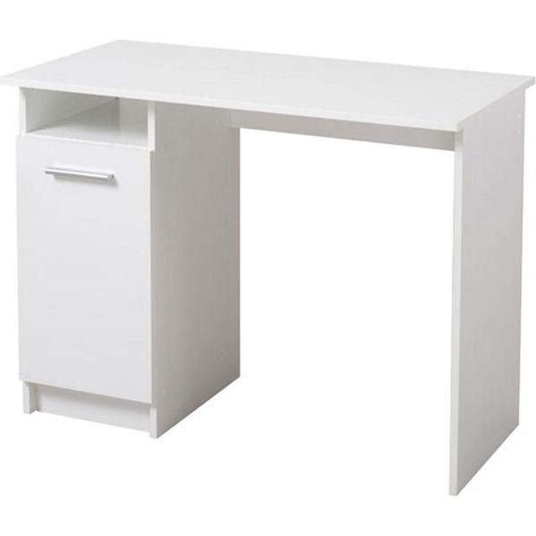 Dmora Scrivania Tiriolo 100X50X75H Cm Bianco Opaco, 2 Ripiani 3 Vani-image