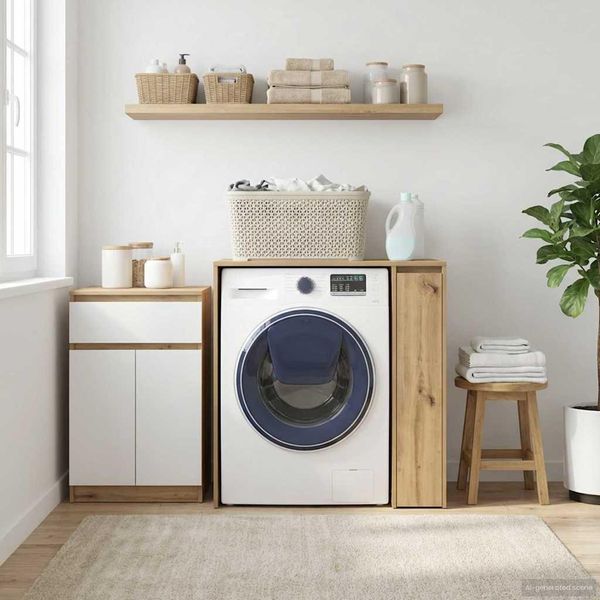 Vidaxl Mobile Lavatrice Con Ante In Rovere Artigianale 87 X 60 X 89 Cm-image