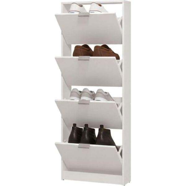 Dmora Scarpiera Pesche 58X18X156H Cm Bianco, Un Ripiano 4 Ante-image