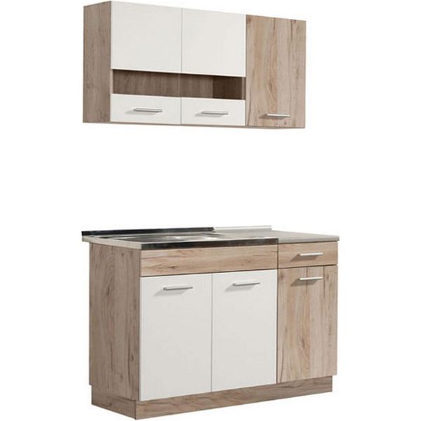 Dmora Cucina Completa Lanzo Bianco, Un Cassetto 4 Ripiani-image