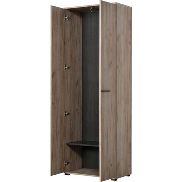 Dmora Guardaroba 2 Ante Pinasca 68X195H Cm Marrone Rovere Nodi, Un Ripiano Appendiabiti-image