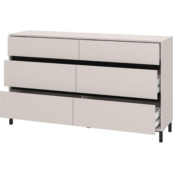 Dmora Cassettiera Mapello 157X40X90H Cm Beige, 6 Cassetti Apertura Scorrevole-image