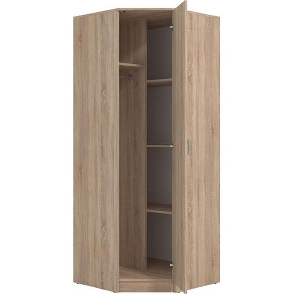 Dmora Guardaroba Grande Compiano 80X205H Cm Marrone Noce, 4 Ripiani Appendiabiti-image