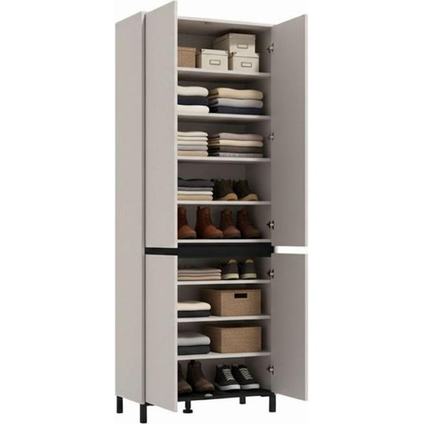 Dmora Scarpiera Peligni 80X40X206H Cm Beige, 9 Ripiani 4 Ante-image