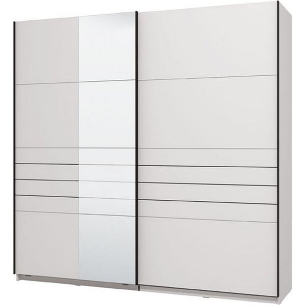 Dmora Guardaroba Grande Spartano 220X218H Cm Bianco Opaco, Appendiabiti 2 Ripiani-image