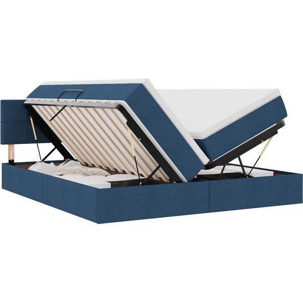 Vidaxl Letto Contenitore Con Materasso Blu 180 X 200 Cm In Pelle Finta-image