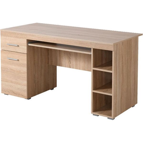 Dmora Scrivania Massafra 145X66X76H Cm Marrone Rovere, Un Cassetto 5 Ripiani-image