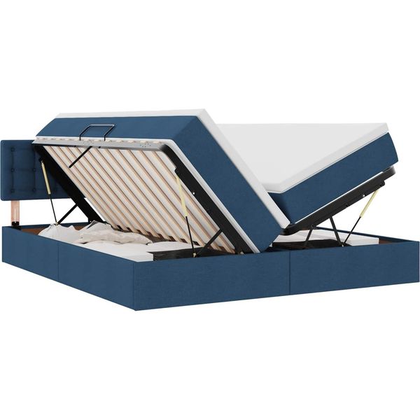 Vidaxl Letto Contenitore Con Materasso Blu 180 X 200 Cm In Pelle Finta-image