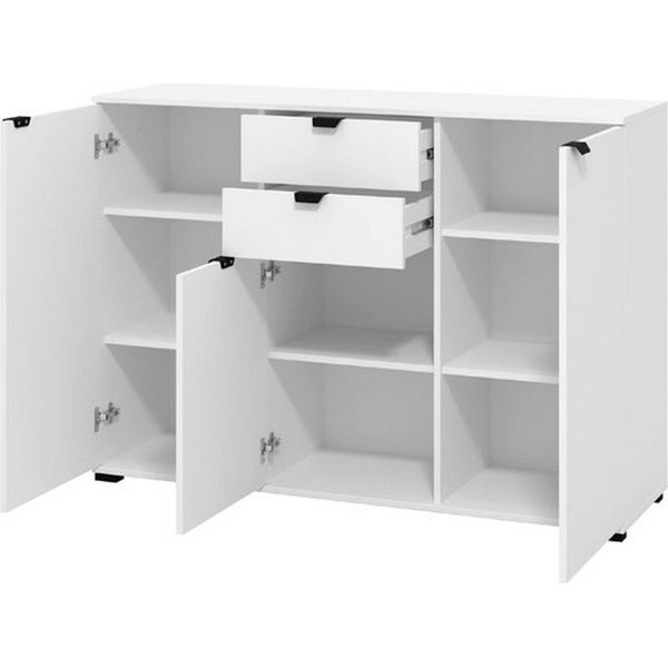 Dmora Cassettiera Mainarda 135X40X95H Cm Bianco, 2 Cassetti Apertura Battente, Scorrevole-image