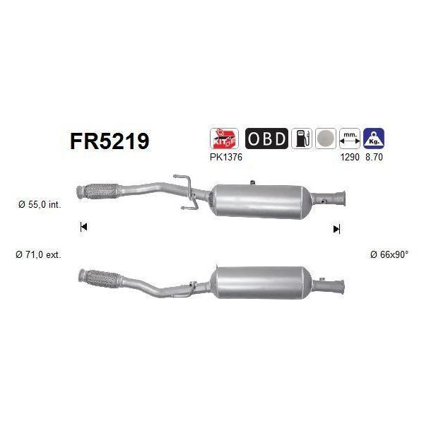 As FR5219 Filtro Antiparticolato/Fuliggine, Impianto Di Scarico Oe 1611769080 Compatibile Con C-Elysee, C3, C4, DS3, Crossland X, 2008, 208, 301-image