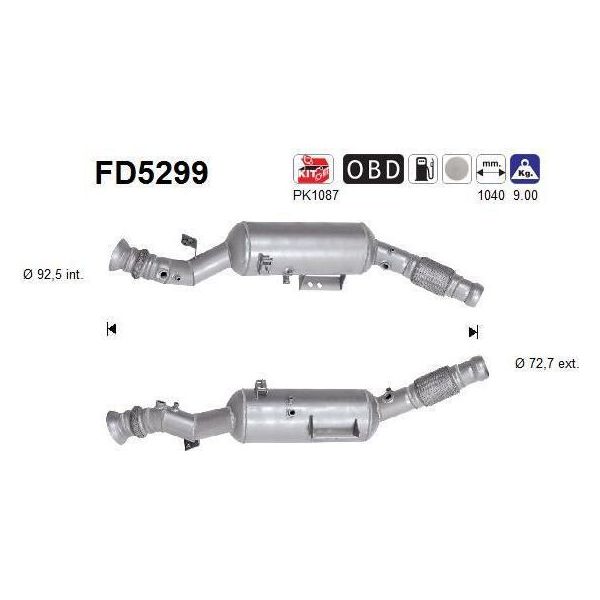 As FD5299 Filtro Antiparticolato/Fuliggine, Impianto Di Scarico Oe 9074902401 Compatibile Con Sprinter-image