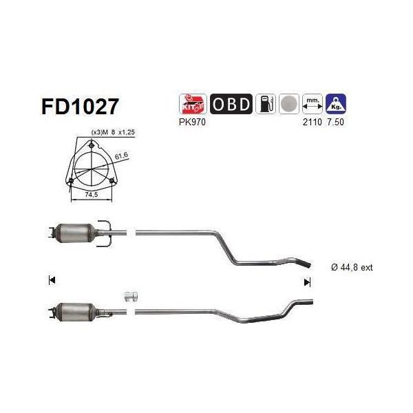As FD1027 Filtro Antiparticolato/Fuliggine, Impianto Di Scarico Oe 5854443 Compatibile Con Meriva-image
