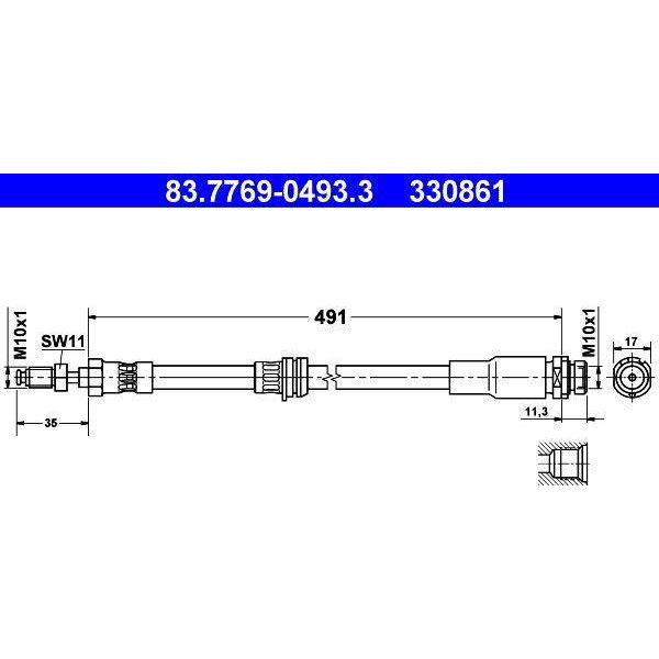 Ate 83.7769-0493.3 Tubo Freno Oe 1211729 Compatibile Con Fusion-image