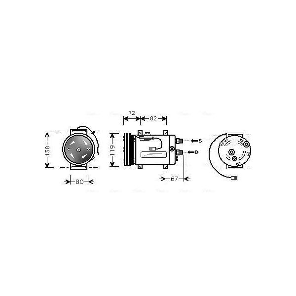 Ava AIAK177 Compressore Climatizzatore Oe 8D0260805F Compatibile Con A4 8D, A6 4B, Passat 3B-image
