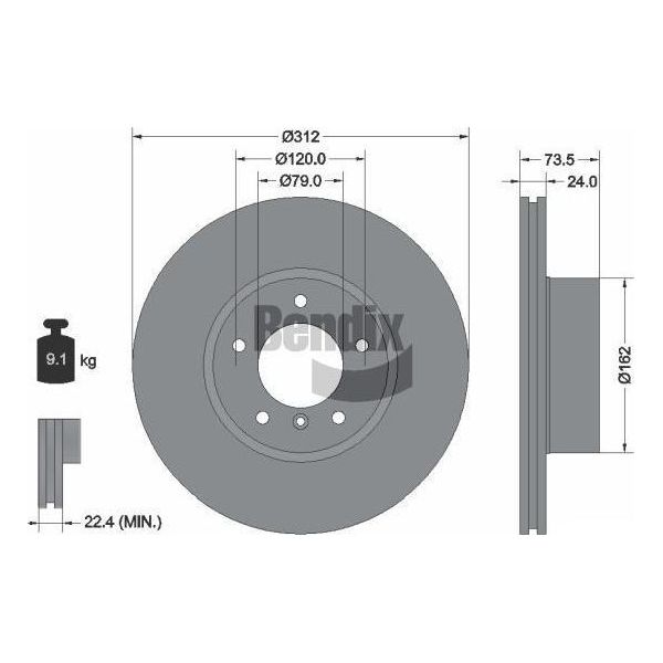 Bendix Braking BDS1084HC Disco Freno Oe 34116774875 Compatibile Con Serie 3 E90, Serie 3 E93, Serie 3 E92, Serie 3 E91, X1-image