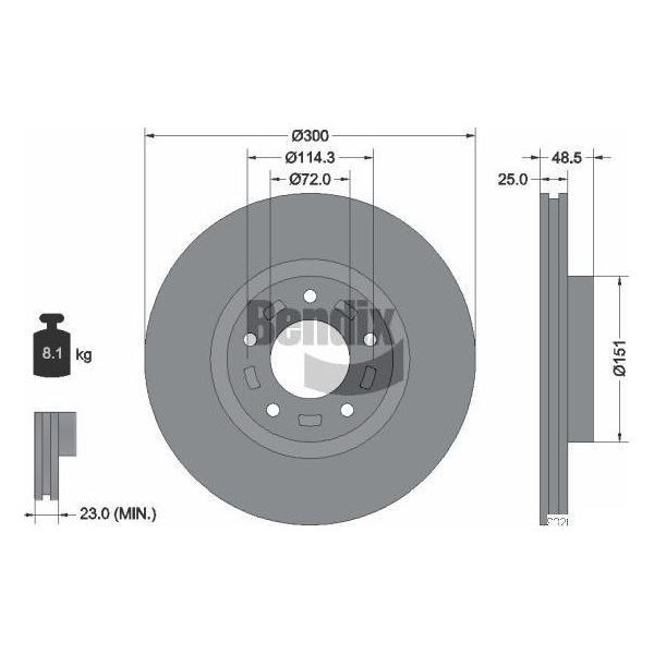 Bendix Braking BDS1290 Disco Freno Oe BP6Y3325XD Compatibile Con 3, 5-image