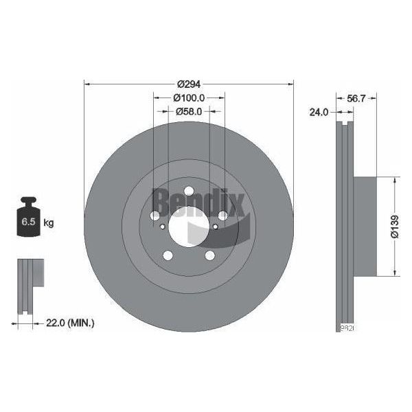 Bendix Braking BDS1644 Disco Freno Oe 32006171 Compatibile Con Gt 86-image